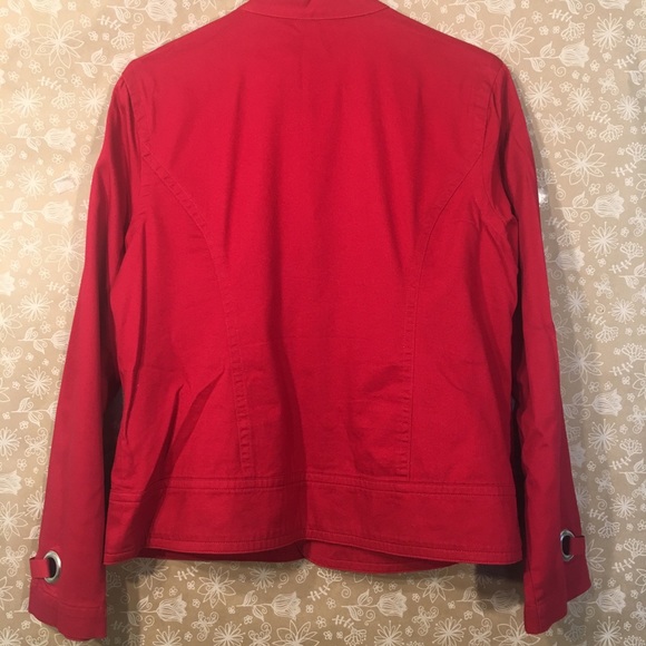Christopher & Banks Bright Red Grommets Jacket L - Picture 4 of 8